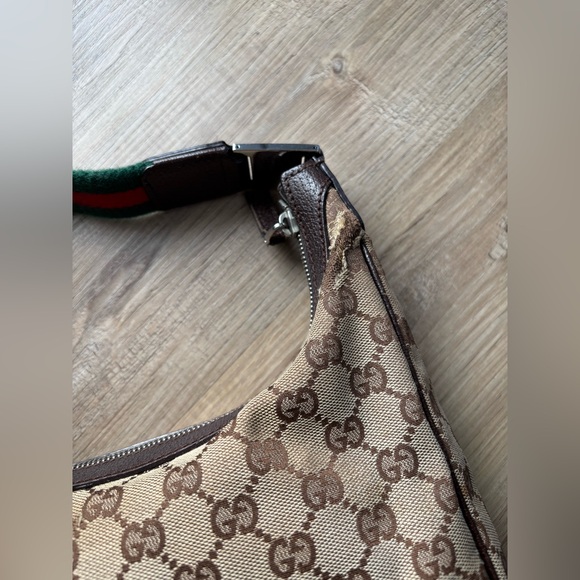 AUTHENTIC GUCCI GG Brown Monogram Canvas Bag Vintage Y2K - Picture 4 of 12